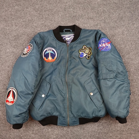 Up And Away Other - Up And Away Jacket Kids 10 Blue Bomber Astronaut Space NASA Patches Full Zip